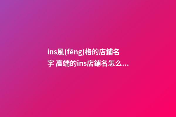 ins風(fēng)格的店鋪名字 高端的ins店鋪名怎么起-第1張-店鋪起名-玄機(jī)派